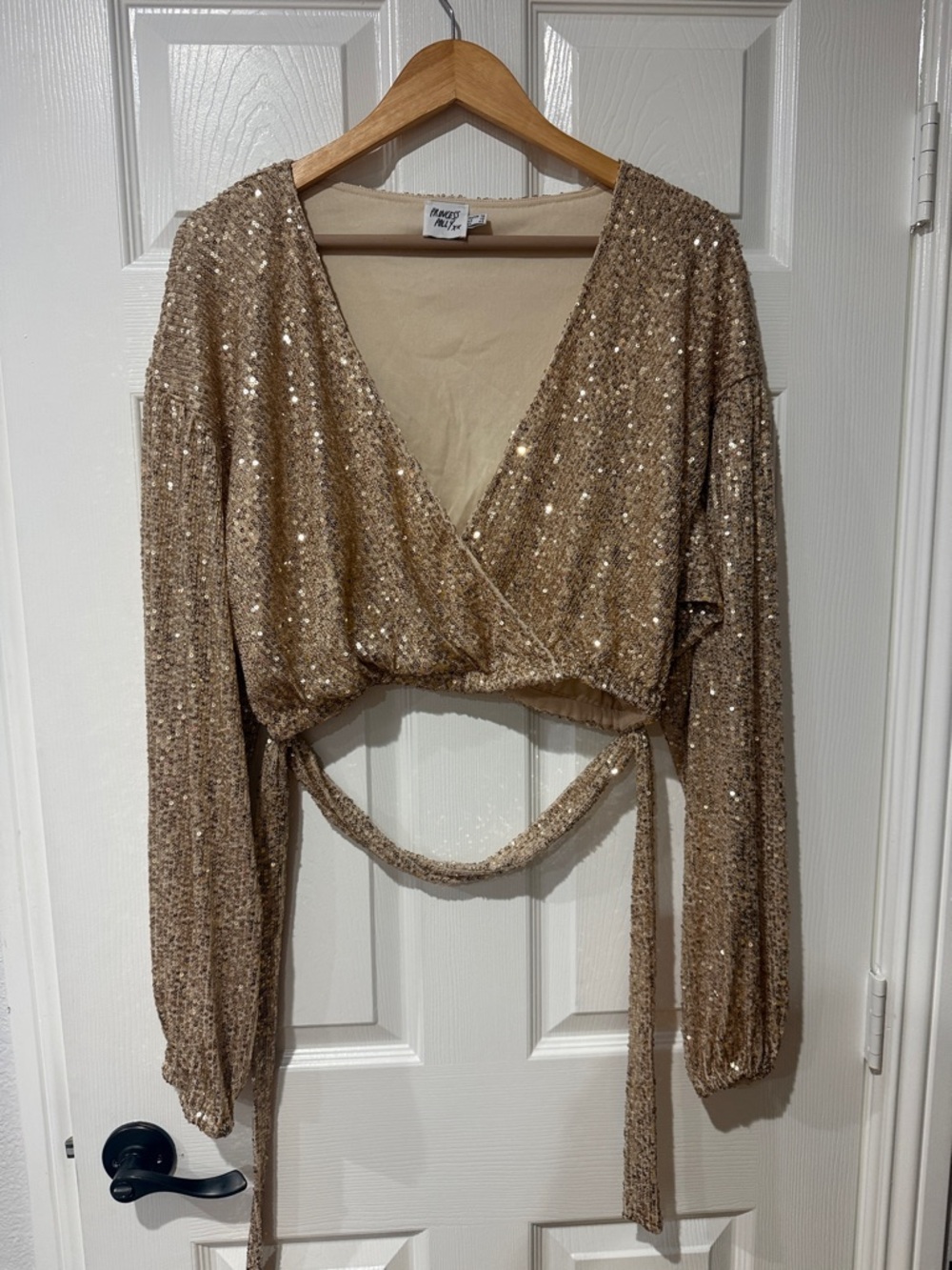 Princess Polly Bronze Sequin Wrap Crop Top size US12